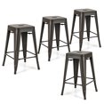 thumbnail image 1 of Gymax 24'' Metal Bar Stools Set of 4 w/ Square Seat Patio Bar Stools Home Kitchen Gun, 1 of 10