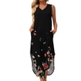 thumbnail image 2 of SMihono Robe Maxi Bohème d'Été pour Femmes Grande Taille Sexy Mode Sans Manches Imprimée Col en V avec Poches Longue Robe de Plage, 2 of 7