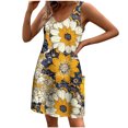 thumbnail image 2 of Ovzne Robes de Plage pour Femmes Robe Décontractée pour Femmes avec Poches Robe d'Été Boho de Plage Robe T-Shirts Robe Col en V Robe Débardeur Ample Robe Imprimée en Liquidation, 2 of 5