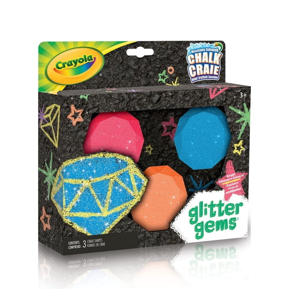 Crayola Glitter Gems Sidewalk Chalk, 18 Pieces Bundle