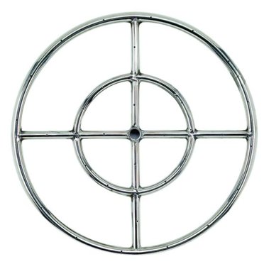 American Fireglass Brûleur de Foyer à Double Anneau, Rond de 18 Pouces / pour Foyer au Gaz Naturel Ou au Propane Extérieur Ou Bol / Acier Inoxydable Durable, BTU 147 000 Max.
