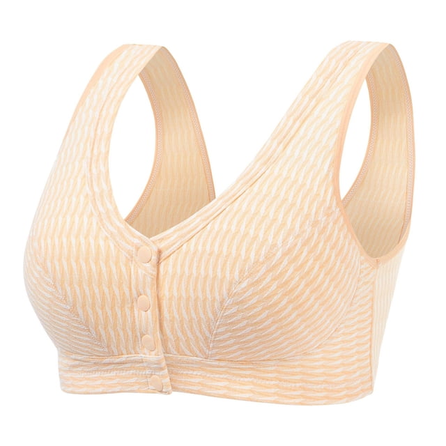 Besolor Plus Size Bras for Women Button Front Closure Wirefree Bralettes High Support Full Coverage Underwear