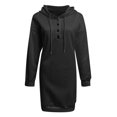 thumbnail image 3 of Womens Casual Hoodies Dress Fall Long Sleeve Sweatshirt Button Down Drawstring Pullover Top Lightweight Dress, 3 of 4