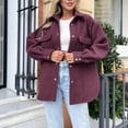 thumbnail image 2 of WEIYLL Womens Fleece Jackets Shirt Oversized Button Down Long Shacket Pockets Wine Fall Clothes Size M, 2 of 6