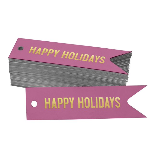 Inkdotpot Pack Of 50 Happy Holiday Favor Paper Tags Craft Real Gold Foil Hang Tags