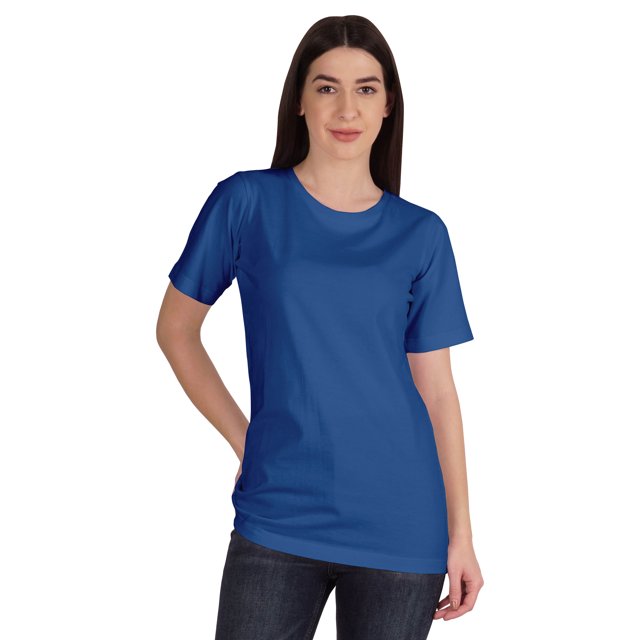 Inkmeso T-Shirt Basique à Col Rond pour Femmes, Manches Courtes, Coupe Régulière, Long Tee, Haut d'Entraînement