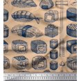 thumbnail image 1 of Soimoi Rayon Fabric Grains & Fish Food Decor Fabric Printed Yard 42 Inch Wide, 1 of 3