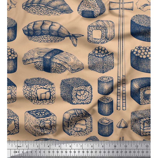 Soimoi Rayon Fabric Grains & Fish Food Decor Fabric Printed Yard 42 Inch Wide