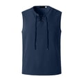 thumbnail image 2 of Styesk Tank Tops Men Men's Fashion Drawstring Color Cotton And Linen Sleeveless T-shirt Tops, 2 of 5