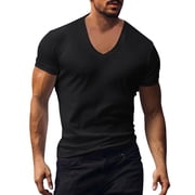 Ketyyh-chn99 T-shirt homme T-Shirt T-shirt Tee col d'équerre manches courtes pour homme Soft Classic Tee hommes T Shirts noir pour homme,XL