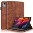 thumbnail image 1 of Étui Embossé Arbre de Vie pour Lenovo Tab m11/k11 Plus avec Support, Fentes pour Cartes, Boucle pour Stylet Brun, 1 of 5