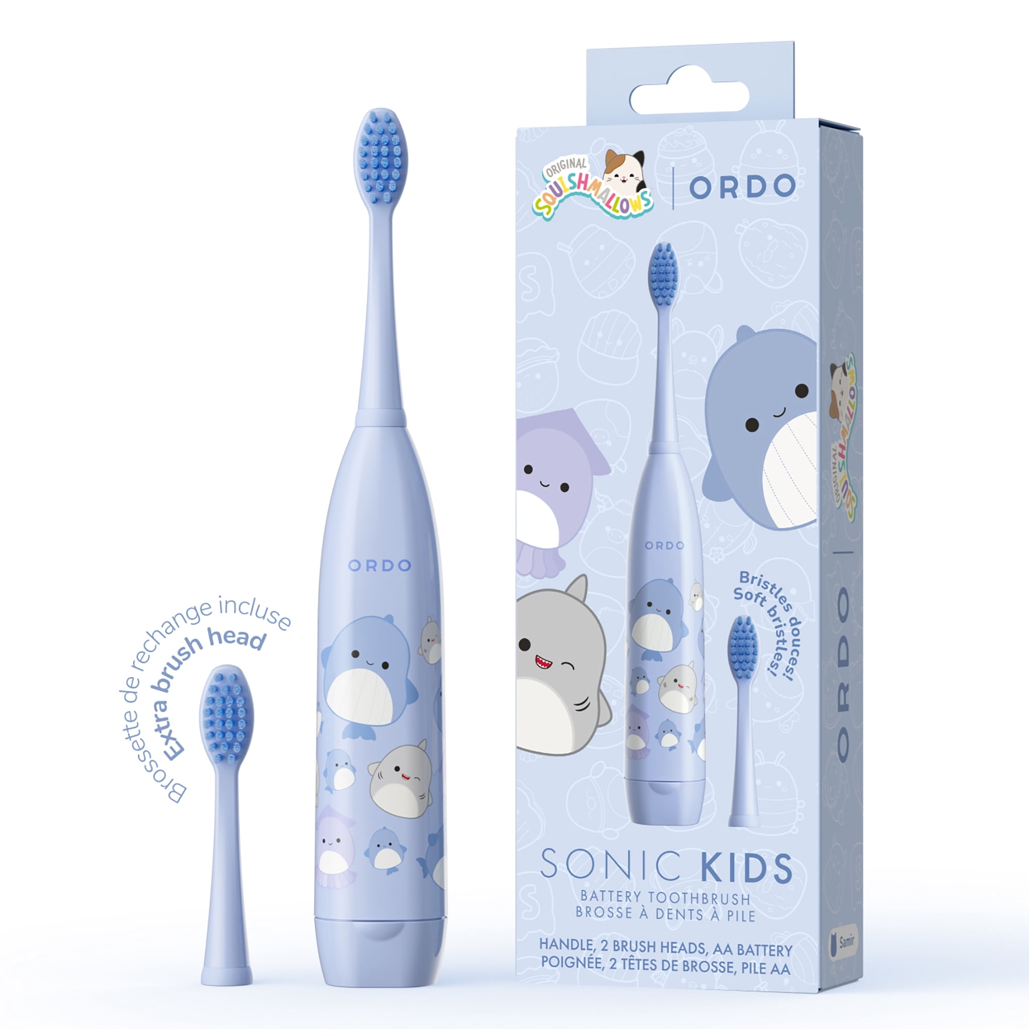 Ordo Sonic Kids Battery Toothbrush - Squishmallows Samir - Blue