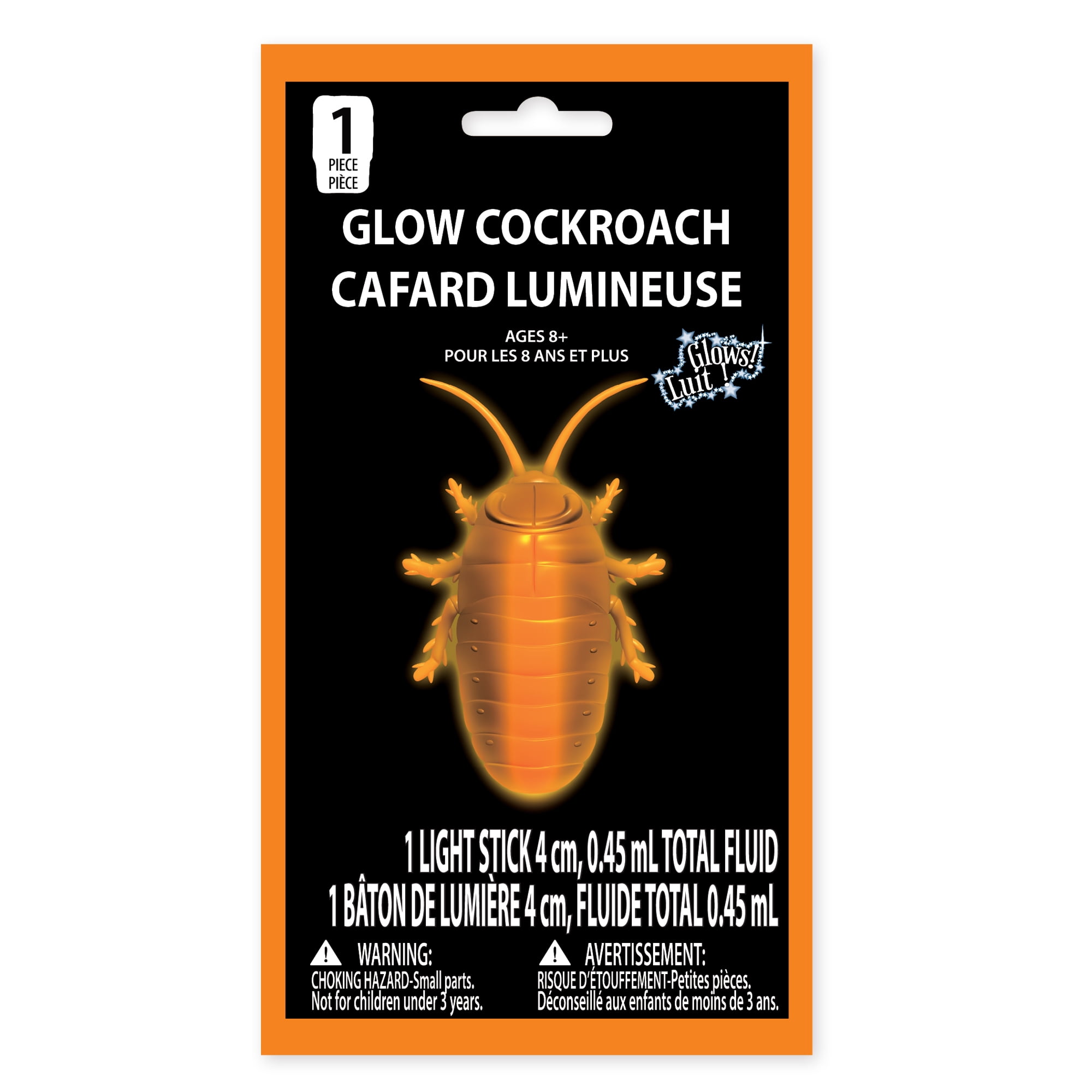 Halloween Party Glow Cockroach, 1 Piece, Orange, 3 inch