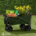 thumbnail image 4 of Seina 150lb Capacity Collapsible Steel Outdoor Utility Wagon Cart, Green, 4 of 6
