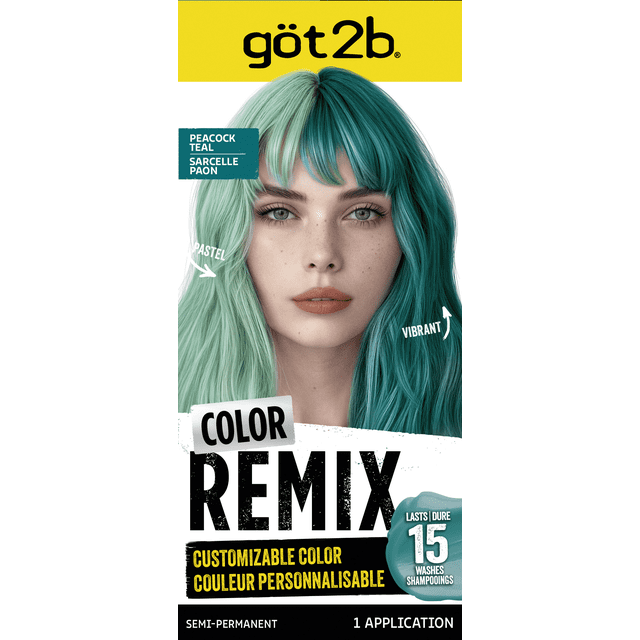 Got2b Color Remix, Coloration Capillaire Semi-Permanente Personnalisable, Bleu Paon 097