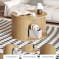 thumbnail image 4 of EDTara Round 28-Inch Coffee Table, Mid Century Modern Fluted Base With Hidden Storage and Sliding Tambour Door, 4 of 7