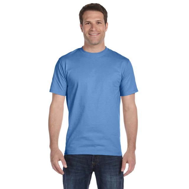 Hanes T-Shirt en Coton Comfortsoft Unisexe de Couleur Bleu Chiné, avec Col Ras du Cou et Manches Courtes. Fabriqué en Mélange Coton-Polyester, Idéal comme T-Shirt pour Homme pour Tenue Décontractée.
