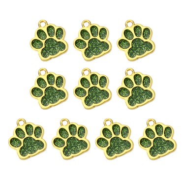 Unique Bargains Animal Dog Cat Paw Print Pendants, 10 Pcs Footprint Beads, Light Green