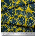 thumbnail image 2 of Soimoi Yellow polyester Crepe Fabric Monstera Leaves Print Fabric by Yard 42 Inch Wide, 2 of 3