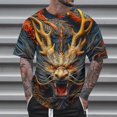 thumbnail image 1 of Qertyioot Cadeaux pour la Fête des Pères Mode Été Décontractée T-shirt Imprimé Col Rond pour Hommes, 1 of 5