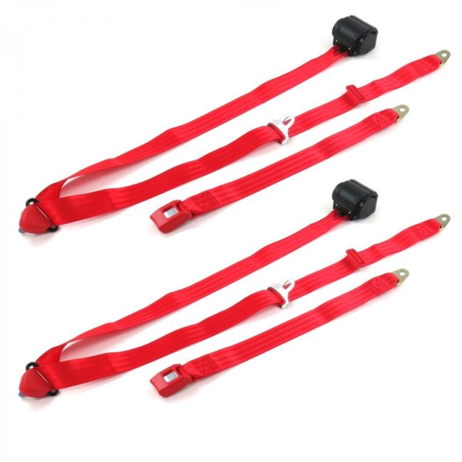 Jeep Wrangler-TJ 1997-2006 Standard Ceinture de Sécurité Baquet Rétractable Rouge à 3 Points - Ensemble - 2 Ceintures