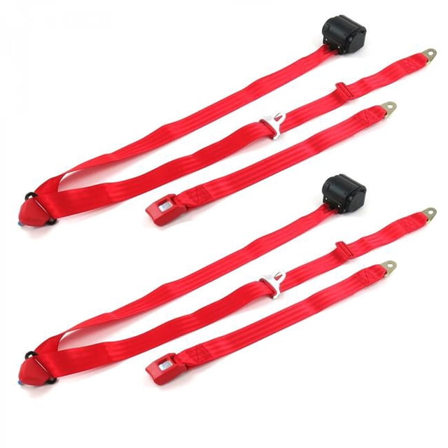 Jeep Wrangler-TJ 1997-2006 Standard 3 Point Red Retractable Bucket Seat Belt Kit - 2 Belts