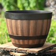 thumbnail image 2 of Clearance!!Plant Pot Large Capacity Creative Shape Plastic Imitation Wine Barrel Shape Planter Flower Container For Home, 2 of 6