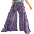 thumbnail image 2 of Femmes Boho Beach Pants Taille Haute Décontracté Évasé Jambe Large Droite Impression Beach Pants, 2 of 5