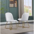 thumbnail image 5 of 7pc White Wood Top Dining Set with White Faux Leather Chairs and Gold Base, 5 of 5