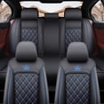 thumbnail image 3 of Maidao Car Seat Covers for FIAT for Panda 2011-Present 5 Seats Leather Waterproof Front Rear Cushion Protector Full Set Black and Blue, 3 of 8