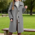 thumbnail image 2 of Children's Wool Trench Overcoat Breasted Lapel, Pea Coat, Long Sleeve, MidLong, with Pockets, 2 of 6