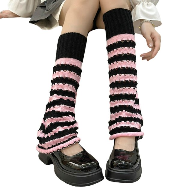 Boot Cuffs for Women - Striped Leg Warmers and Ribbed Knit Knee High Socks