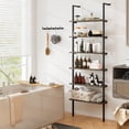 thumbnail image 4 of Costway 6-tier Ladder Shelf 72 Inches Industrial Wall Mounted Bookshelf Oak, 4 of 10