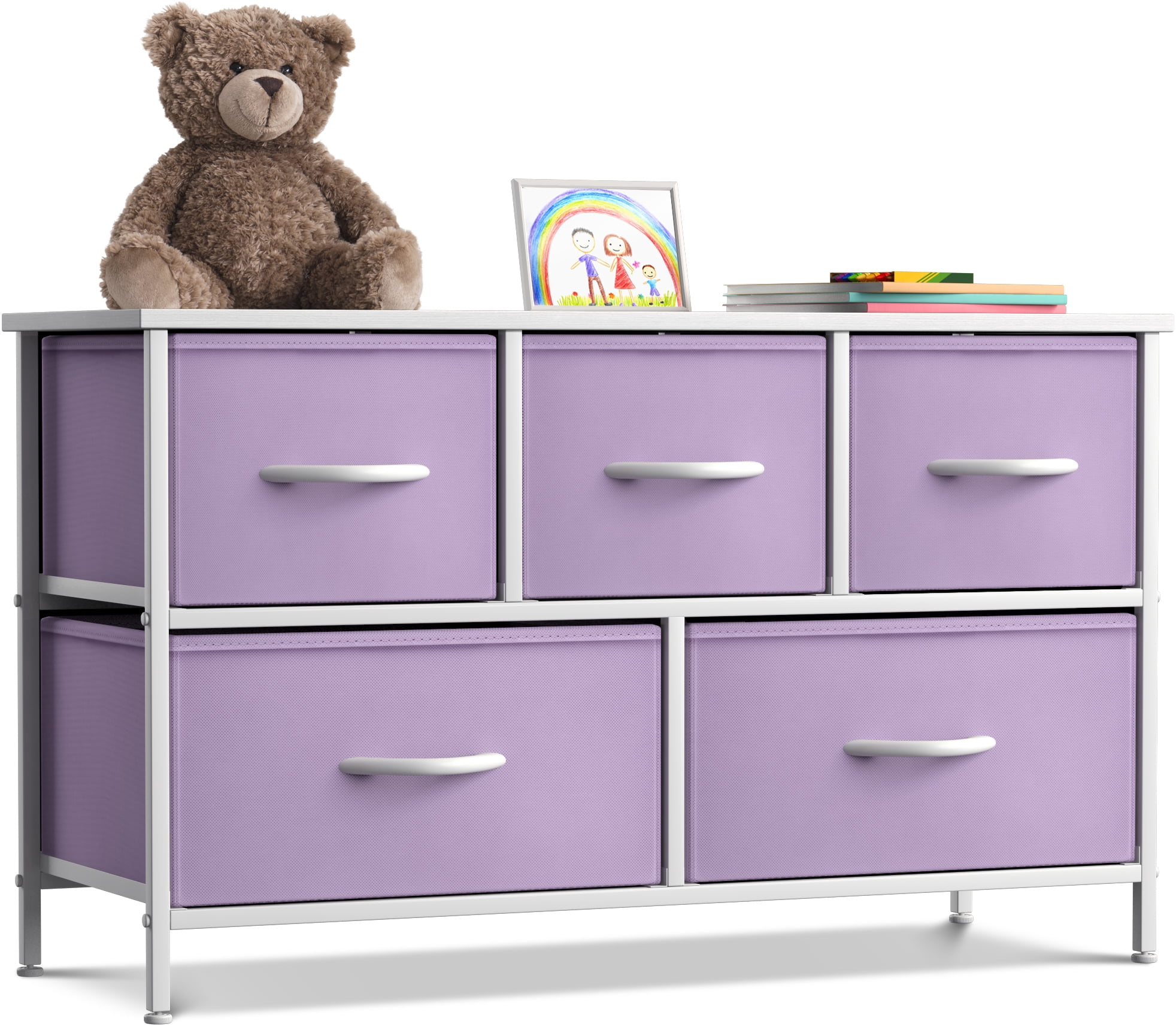 Sorbus Dresser with 5 Drawers - Furniture Storage Chest for Kid’s, Teens, Bedroom - Purple