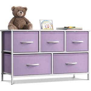 Sorbus Dresser avec 5 Tiroirs - Poitrine de rangement pour les enfants, les adolescents, la chambre à coucher - violet