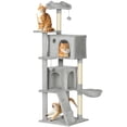 thumbnail image 1 of PawHut 63 Inch Cat Tree with Sisal Scratching Posts, Condos, Light Grey, 1 of 10