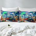 thumbnail image 4 of Erosebridal Ensembles de Draps Grand Merry Xmas Santa Claus, Literie Train Rétro, Décor Aurora, 4 Pcs, 4 of 6