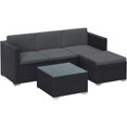 thumbnail image 1 of Boutique Home Rattan Patio Sectional Couch with Cushion and Glass Table, Black/Grey, 1 of 5