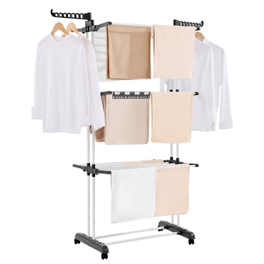 VEVOR 4-Tier Foldable Clothes Drying Rack with 24 Drying Poles and 4 Castors