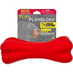 Playology Jumbo Crunchy Bone - Beef Scented Dog Toy
