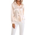 thumbnail image 2 of Innerwin Shirts Long Sleeve Ladies Tunic Tops Office Button Down Soft Blouse Champagne L, 2 of 4