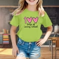 thumbnail image 2 of LUOGENLI T-Shirt pour Filles Enfants Mode Décontractée Imprimé Col Rond Ample Manches Courtes T-Shirt Haut Chemises d'Été pour Filles 2025 Vert Clair 3-4 Ans, 2 of 4