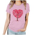 thumbnail image 1 of RKSTN Hauts pour Femmes 2024 Nouvelle Mode Printemps Été Col Rond Manches Courtes Hauts Saint-Valentin Cœur Imprimé Couleur Unie Blouse Décontractée Ample, 1 of 4