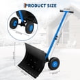 thumbnail image 4 of COZONY Pelle à Neige Robuste avec Roues, Lame en Acier Réglable 29 Pouces L X 14 Pouces H, Pousse-Neige Ergonomique avec Poignée Réglable en Angle et en Hauteur, Plaque Antidérapante Noire + Poteaux Bleus, pour Allée et Trottoirs, 4 of 7