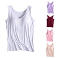 thumbnail image 1 of Summer Savings Clearance!yoeyez Spring Tops for Women 2025,Tank Tops with Built In Bras Ladies Plus Size Basic Stretchy Padded Camisole Casual Layering Tanks Undershirt Beige,XXXL, 1 of 5