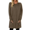 thumbnail image 1 of Timegard Women Long Sleeve Tops with Pockets Round Neck Casual Trendy T Shirts Solid Color Comfy Basic Shirts, 1 of 6