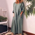 thumbnail image 2 of LLYwey Deals Liquidation Robes Mini pour Femmes Mode Été Décontracté Manches Longues Uni Lin Longue Robe Nouvelle Robes d'Invitée de Mariage Vert-1 TG, 2 of 9