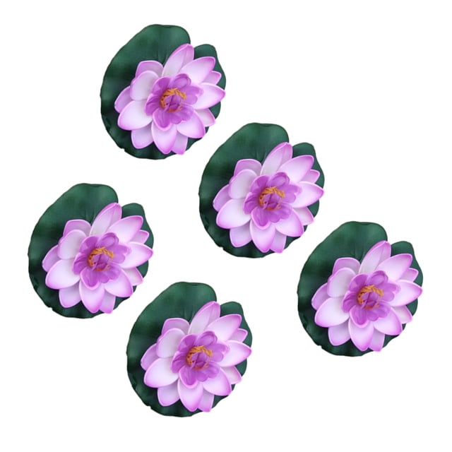 Maytalsory 5pcs Artificial Float Lotus Flowers Elegant Low Maintenance Realistic Appearance light purple 1Set