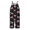 thumbnail image 4 of Girls Romper Bow Print Jumpsuits Rompers for Girls Spaghetti Strap Rompers with Pockets Cute Teen Clothes 13-14 Y, 4 of 5