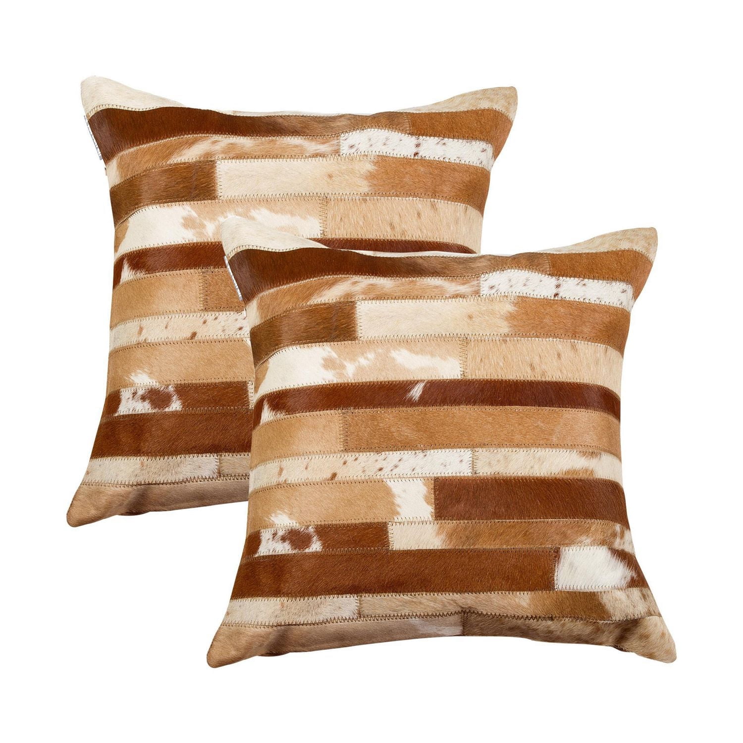 H-Natural Torino Madrid Cowhide 2-Pack Pillows